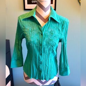 Turquoise embroidered blouse